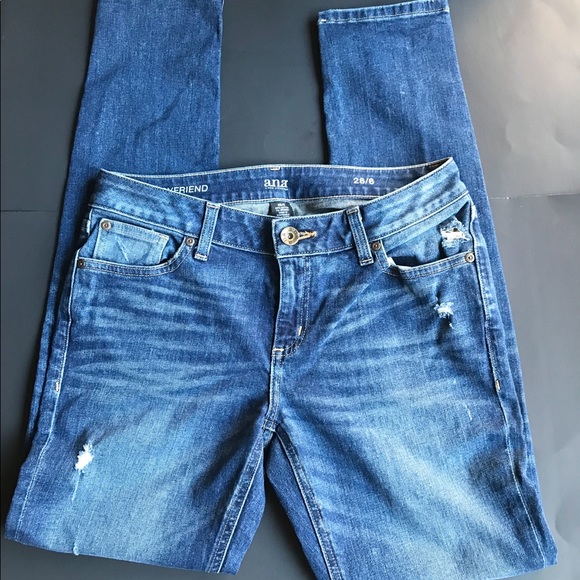 a.n.a Denim - ANA Boyfriend Denim Distressed  Skinny Jeans 28/6